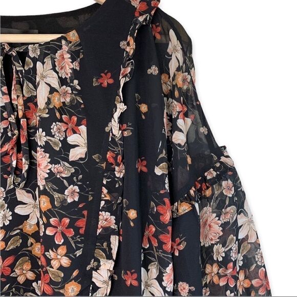 Adelyn Rae Floral and Ruffles Sheer Sleeve Layered - Picture 4 of 10